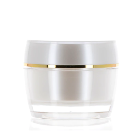 10ml to 40ml PP/PMMA, Pearl White & Gold Jars  (SKU: APG-0201-10-WT)